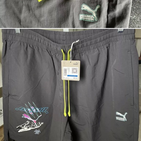 Puma Classics Woven Graphic Shorts Black Size XL NWT $55 - Picture 1 of 11